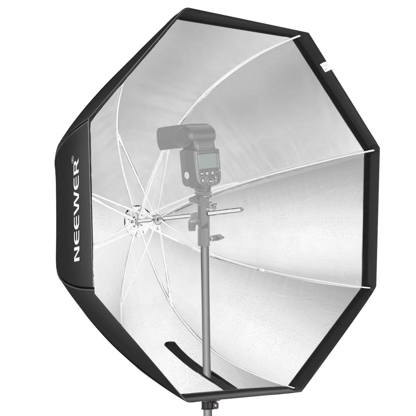 Neewer Softbox mounted on a camera flash.