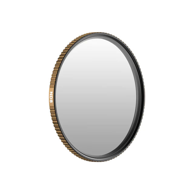 PolarPro neutral density lens filter on a white background. 