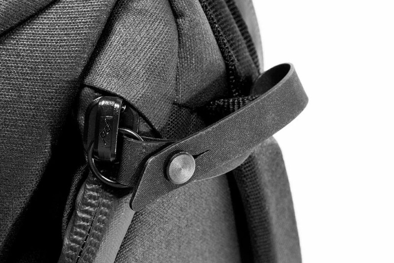 A close-up of the zipper on a Peak Design Everyday Backpack.